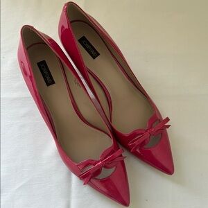 Joan & David Pink Kitten Heel Pumps with Bow